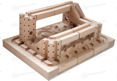 jouet couru de marbre en bois des blocs constitutifs DIY des puzzles 44Pcs