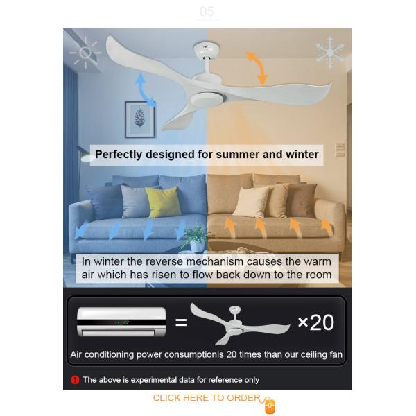 Ventilador de arrefecimento de ar 52 polegadas Ventilador de teto de plástico à prova d'água exterior com 3 lâminas rotativas