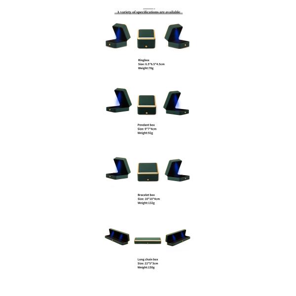 Boîte à bijoux en plastique sur mesure avec lumières LED, boîte à bijoux octogonale