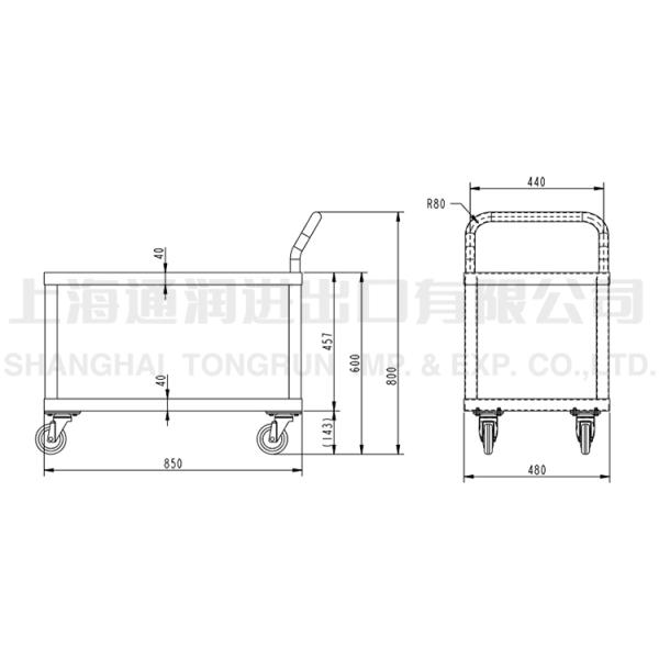 Torin DZ27 Double Stainless Steel Trolley Portable Dining Car Handcar Tindustrial Rolling Cart