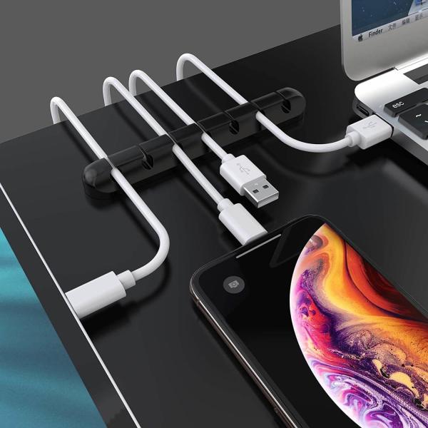 Silicone USB Storage Wire Winder Fixer Cord Cable Clips Charger Desk Cable Organizer