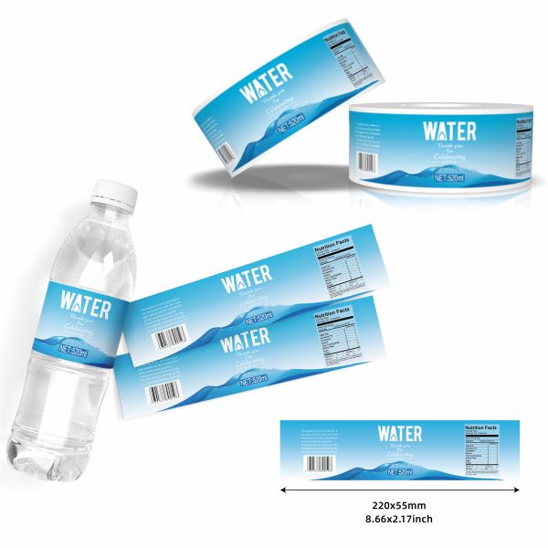 Custom Logo Printing Mineral Self-adhesive Sticker Waterproof Spring Juice Water Drinks Bottle Pvc Packaging Label Sticker Roll