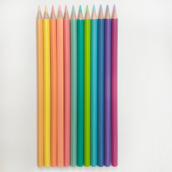 New Macaron Style 7 Inch 12 PCS Triangle Stationery Wood  Pastel Color Pencil