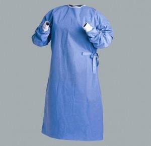 Anti Bacterial Blue Surgical Gown , Cloth Surgical Gowns With 4 Waist Belts