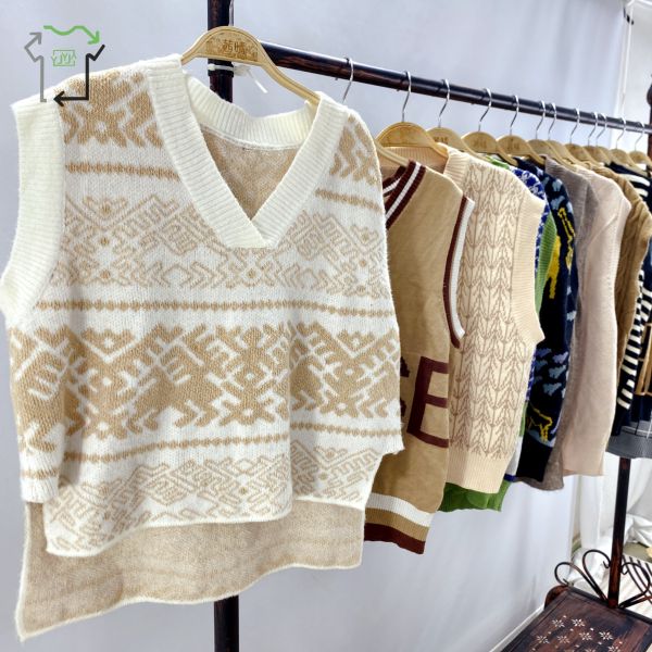 90% Clean Used Winter Clothes Women's Old Sweater Vest V Neck Bulk Ukay Bales