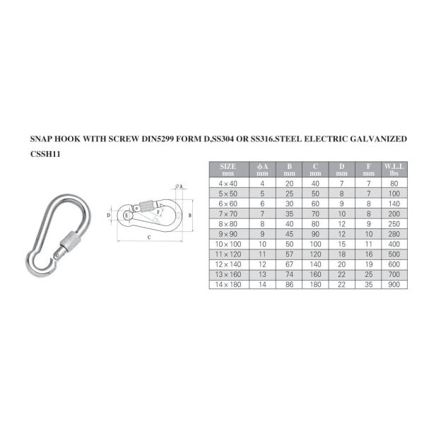 Professional POLISH Finish Stainless Steel Spring Snap Hook with Screw Lock Eye Shape