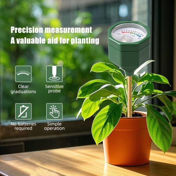 YIERYI Battery-Free Analog Soil Moisture Meter with Metal Probe Precision 0-10 Scale Hygrometer for Garden Potted Plants Farming