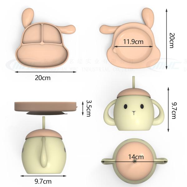 MHC Cartoon Animal Silicone Baby Feeding Set Plate for Kids Travel Nursing 500 Pieces