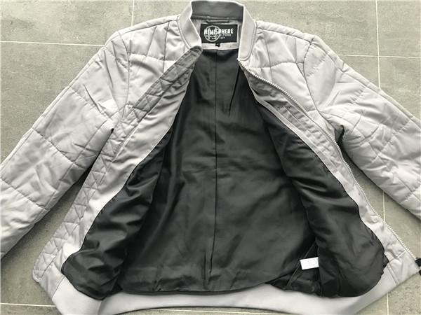 Grey Quilted Mens Polyester Bomber Jacket With Rib Detail Plastic Zip Through Tw77570