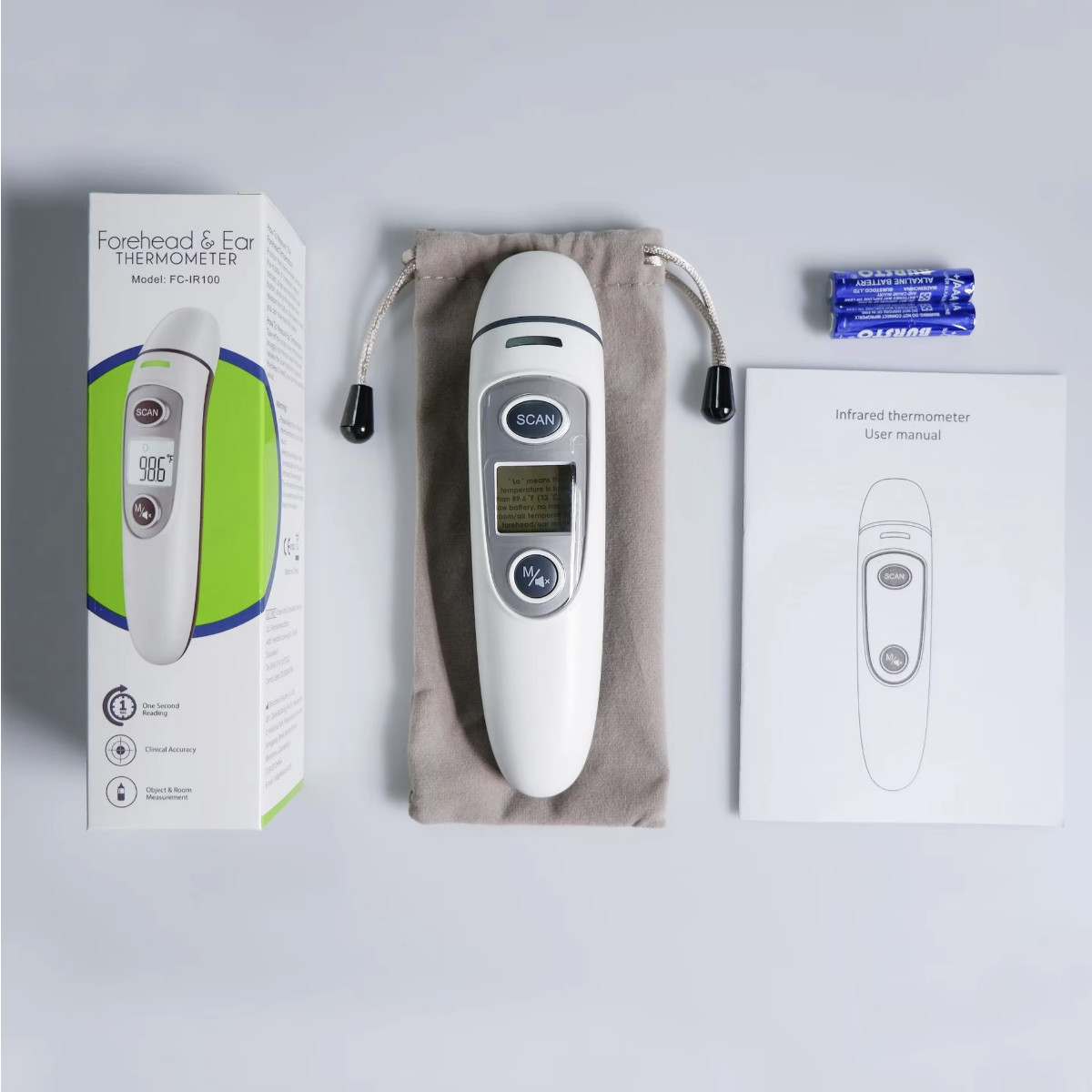 Handheld Non Contact Human Body Infrared Thermometer 2 AAA Batteries For Home