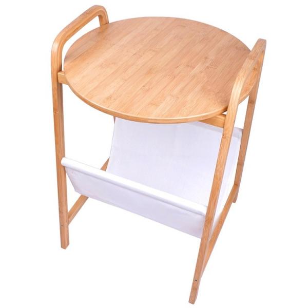 Mesa de sala de banho de bambu com armazenamento de tecido não tecido versátil e ecológico