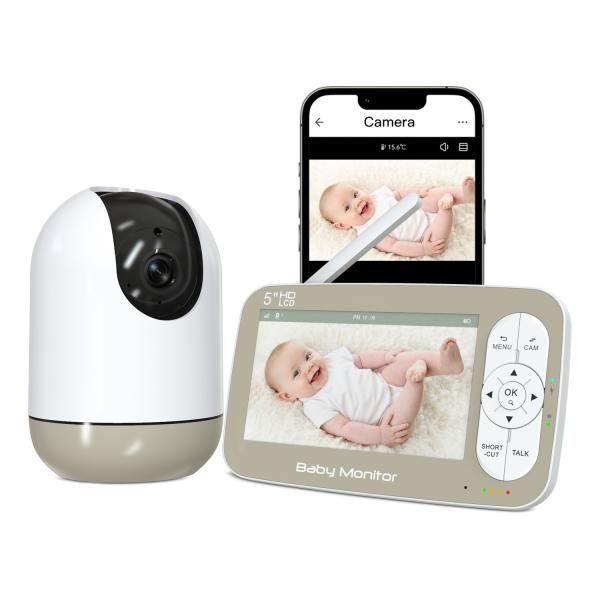 1080p Baby Monitor With Camera 5 Inch LCD Long Range Baby Monitor With Wifi