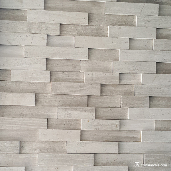 White Wooden Vein Cultured Marble Stone Ledge Panel For Wall Cladding