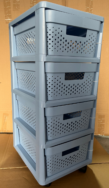 Custom Logo 4 Tier Plastic Storage Drawers Durable Push Pull Design Affordable Stackable Organizer Chest with Handles