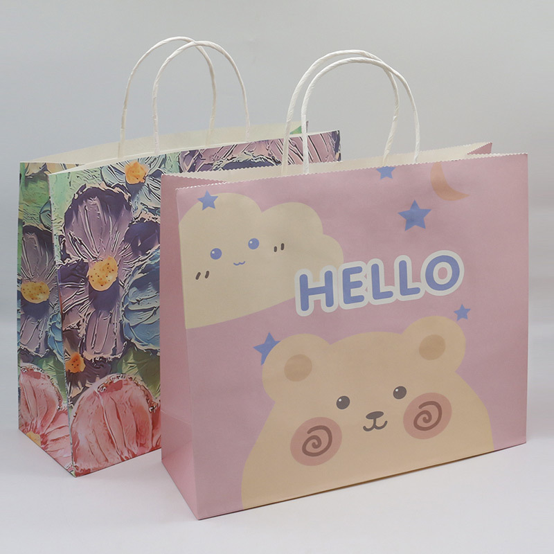 Custom Printed Kraft Paper Bags Sturdy  Gift Packaging Bag For Shoes Clothing Shopping