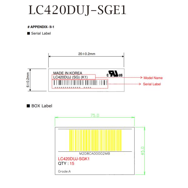 LC420DUJ-SGE1 Lcd Tv Screen Panel 42 Inch Full HD With IPS Technology
