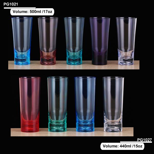 Stackable Hi Ball Plastic Tumbler Glasses Colorful Unbreakable SAN Vodka Shot Glasses