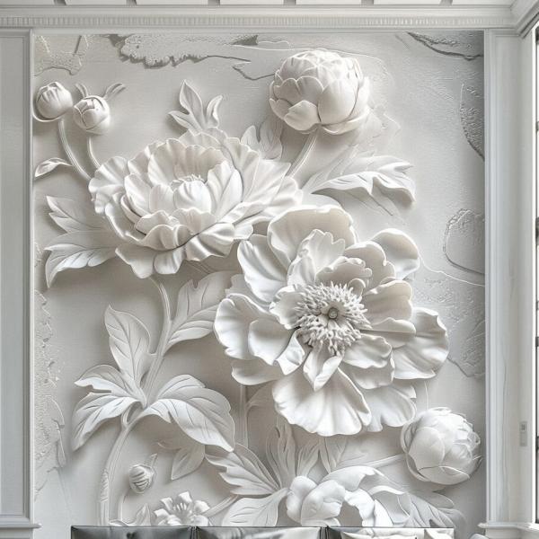 Realistic Flowers Large Size Hand-crafted Wall Relief for Indoor Wall Decor Pack Strong Wooden Crate