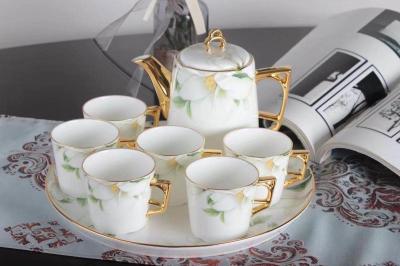 Healthy 6oz Cup 14cm Spoon Handcrafted Antique Porcelain Tea Sets