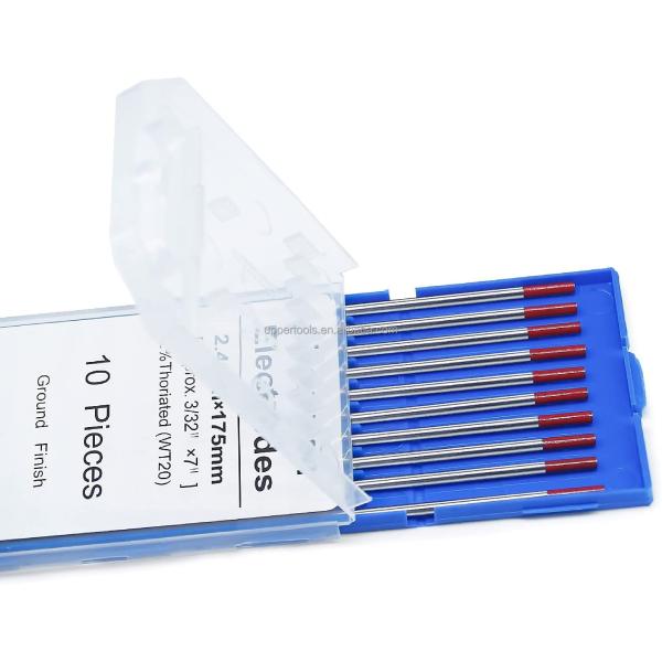 10-pack Red Tungsten Electrodes 2.4mm*175mm for TIG Welding Welding Current 40-230A