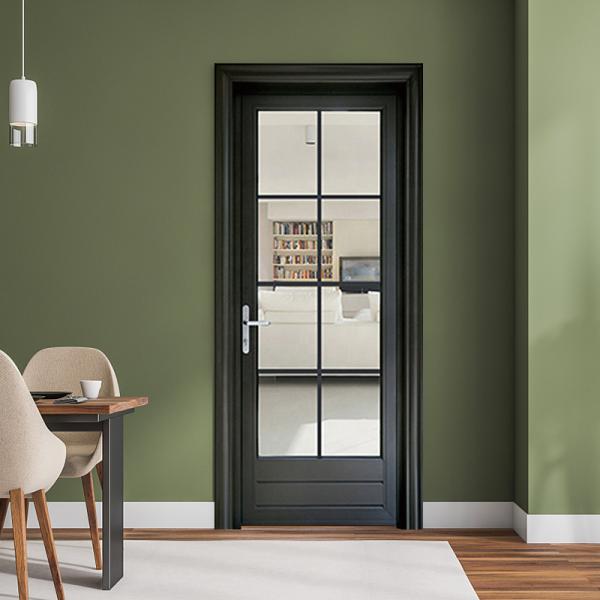 Sliding Doors Custom Cheap Reasonable Price Wpc Door with Glass Hollow Door Panel Waterproof for Bathroom with Smart Lock