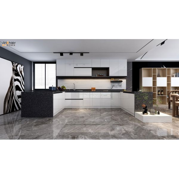 Custom Size U Shape Kitchen Cabinet with Eco-Friendly Material and Modern Design