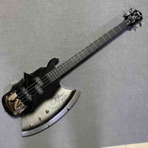 Custom 4 Strings Axe Bass Gene Simmons Electric Guitar Bass Rosewood Fretboard Black