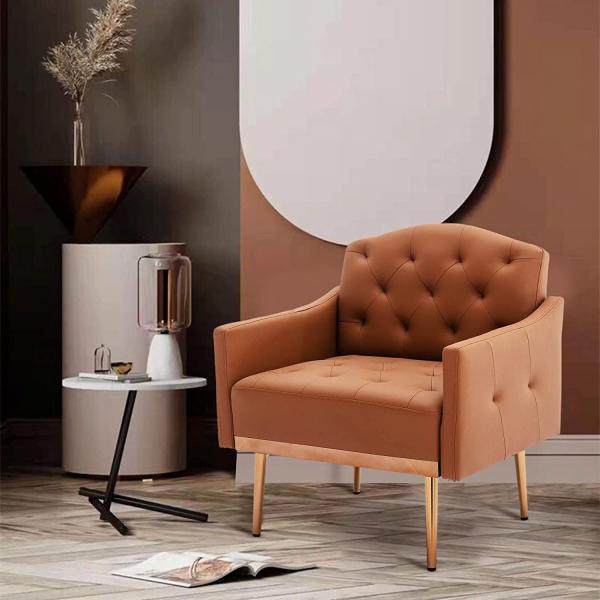 Fabric Metal Leg Armchair Italian Sofa Leisure Chair For Living Room At Mail Packing N