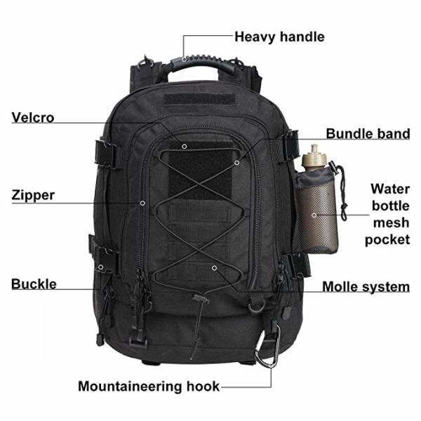 Expandable Military Travel Backpack , Large Military 3 Day Assault Pack For Camping
