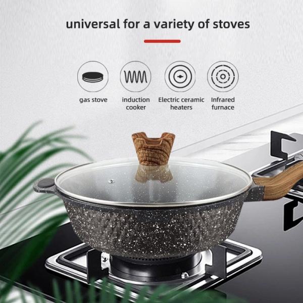 12Pcs Black Kitchen Ware Set Aluminum Nonstick Cookware Cooking Pot Sets