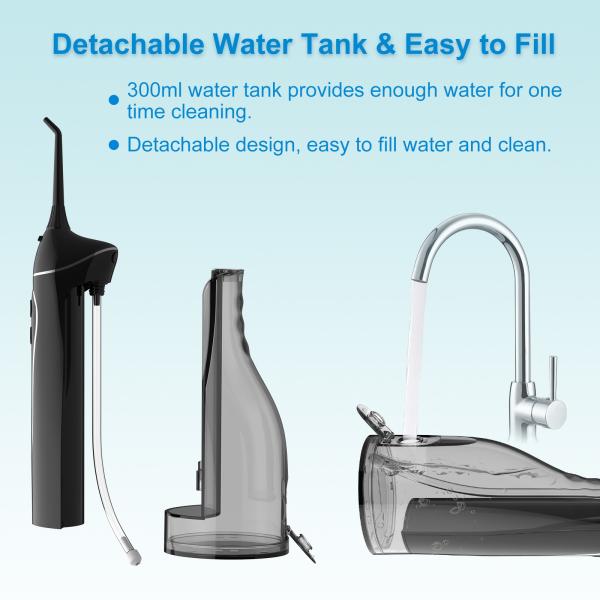 Flosser à eau de nettoyage buccal ménager avec conception portable et pression d'eau réglable 40-110 PSI