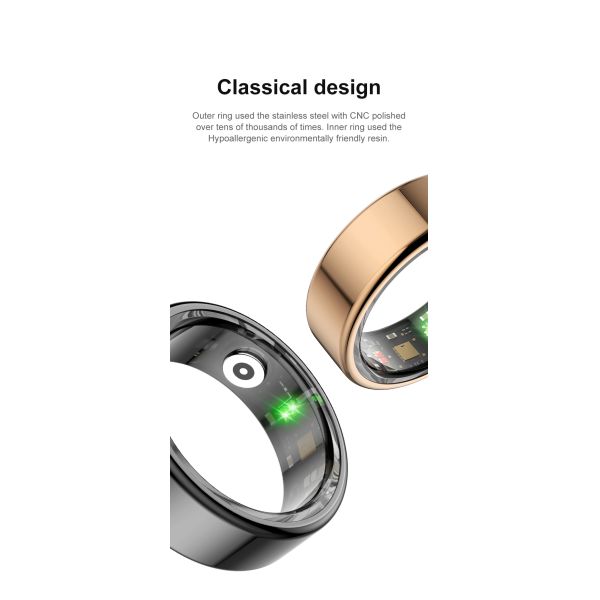 Eraysun New Trend Fashion Health Ring Finger Fitness tracker Rate QRing App 5ATM Waterproof R02 Smart Ring