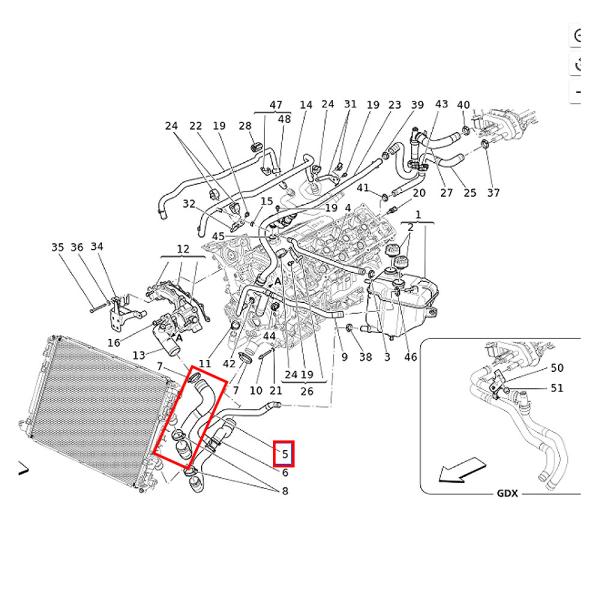For Maserati Levante M161 2017-2020 Engine Radiator Coolant Hose Pipe OEM 670031948