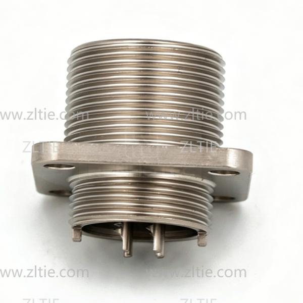 2РМГ14Б4Ш1Е2 2PM Russian Connector Shell Size 14 4 Pin Flange Male Socket, Sealed Type Threaded Back End