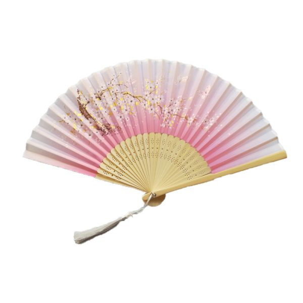 [I AM YOUR FANS] Chinese Flower Pattern Art Craft Gift Folding Fan Party Dance Ancient Style Clothing Hand Fan