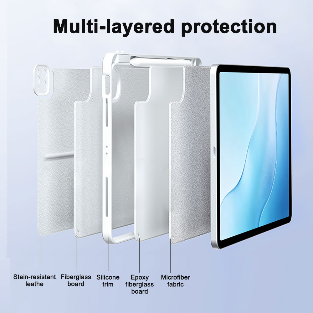 White Smart Touchpad Keyboard Cover, Magnetic Wireless Protective Case for iPad 10/10.9/11 Inch A16, OEM Customization Available
