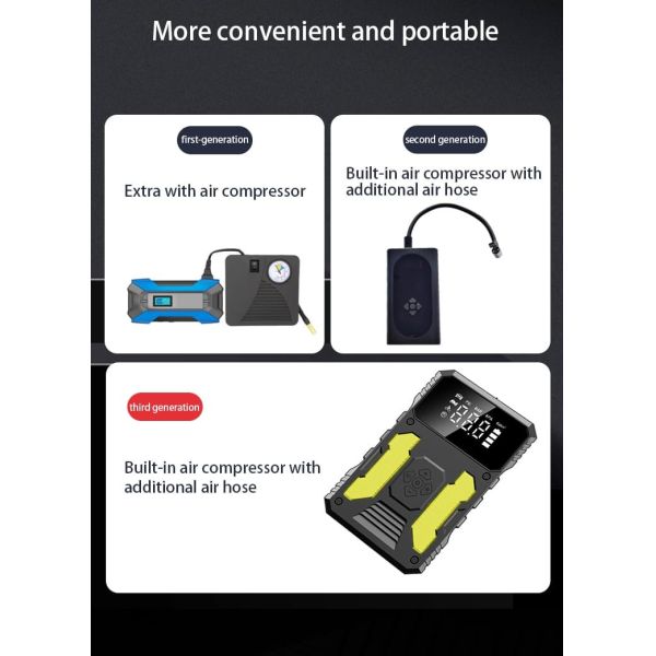 3000A Portable Car Jump Starter with Air Compressor 150 PSI Tire Inflator