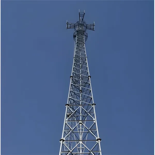 Earthquake Resistant Communication Steel Tower Three Tube Tall Metal Tower Anti Corrosion
