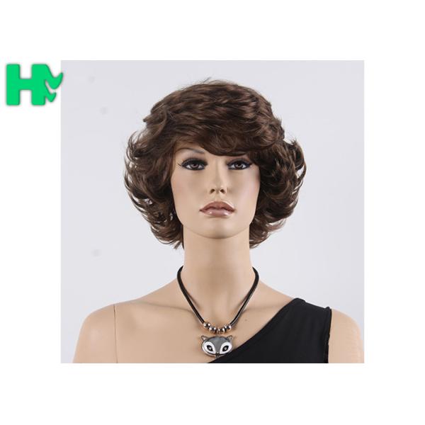 120g - 150g Synthetic Hair Brown Short Wave Wigs Black Color No Shedding