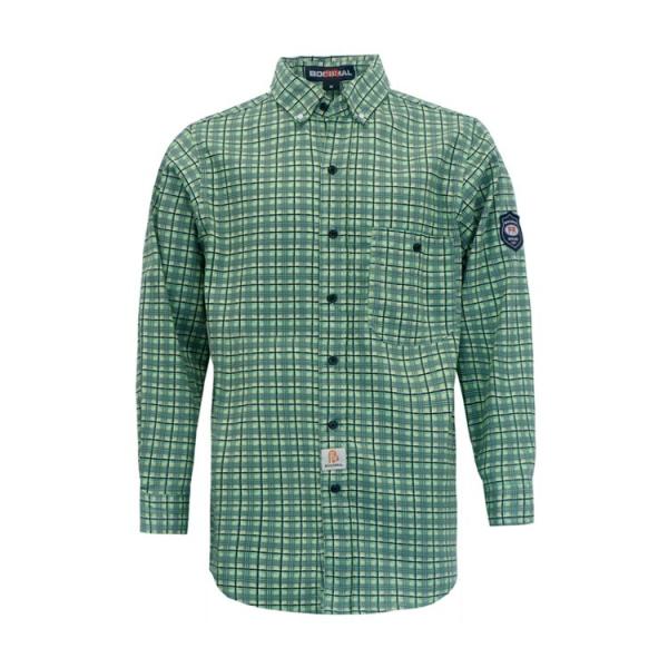 100% Cotton 210gsm Fire Retardant Work Shirt Green Plaid