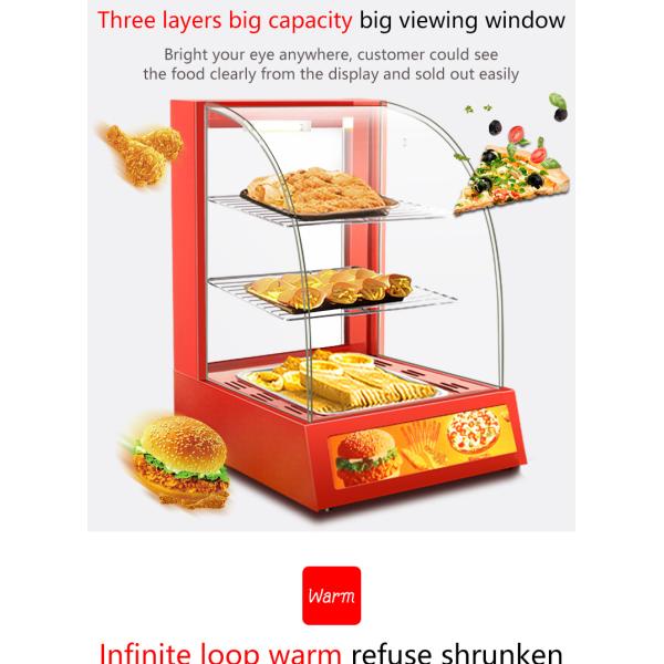 Commercial Mini Electric Food Display Warmer Showcase with Three Layers 380x460x600mm
