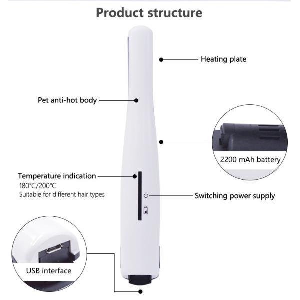 Mini Cordless Rechargeable Hair Straighteners Ceramic Plate Straightener