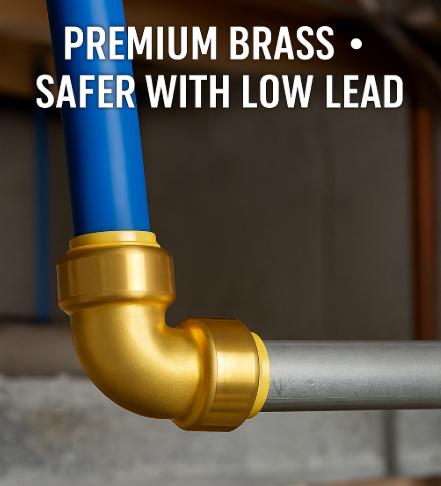 Brass Push Fit 90 Degree Elbow Connector for PEX Pipes