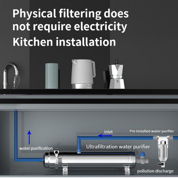 Purificateur d'eau pour toute la maison en acier inoxydable 304 ultrafiltration 1000L-10000L