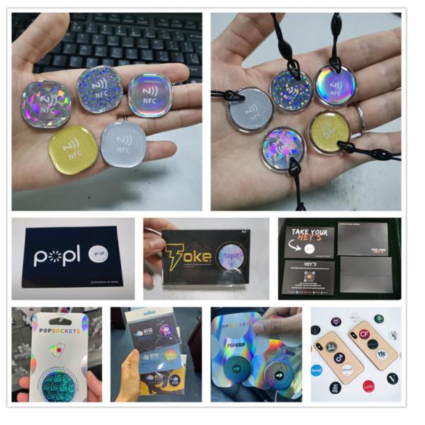 NFC Animal ID Tags RFID Pet Key Ring UV CMYK Printing With  213 215 Chip