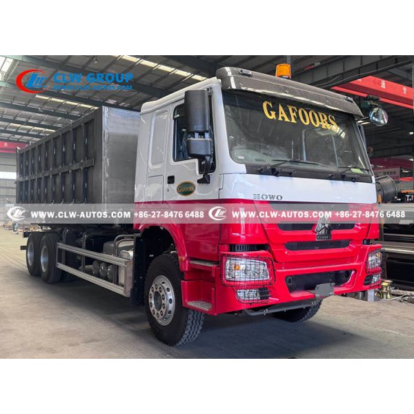 Sinotruk HOWO RHD 6x4 25-Ton Hydraulic Hook Lift Truck with Weichai 400HP Engine and RHD HW76 Cabin