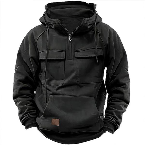 Solid Color Men's Pullover Hoodie Casual Sweatshirt Coat for Autumn and Winter R