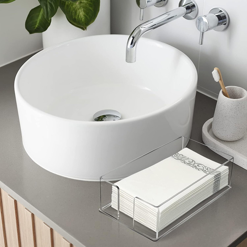 Modern Acrylic Tray Clear Disposable Paper Towel Holder with Guest Towel Napkin Rectangle Kitchen Towel Storage Box
