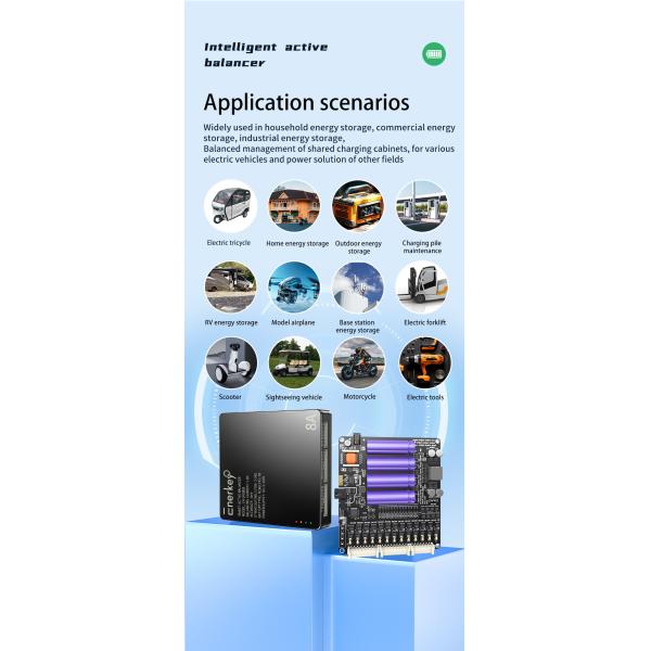Enerkey 2S-24S 8A умный активный балансировщик 48v умный эквалайзер батареи для хранения энергии RV