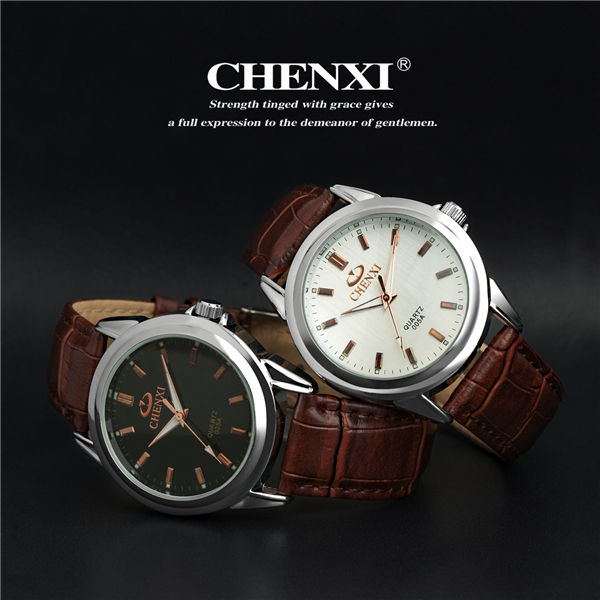 Guangzhou Watch Supplier Stainless Steel Case Back Quartz Watch Leather Strap Watches Mens